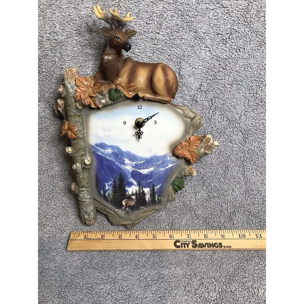 Vintage‎ Rustic Deer Wall Clock 'Time Of Majesty' 3D Design Cabin Decor